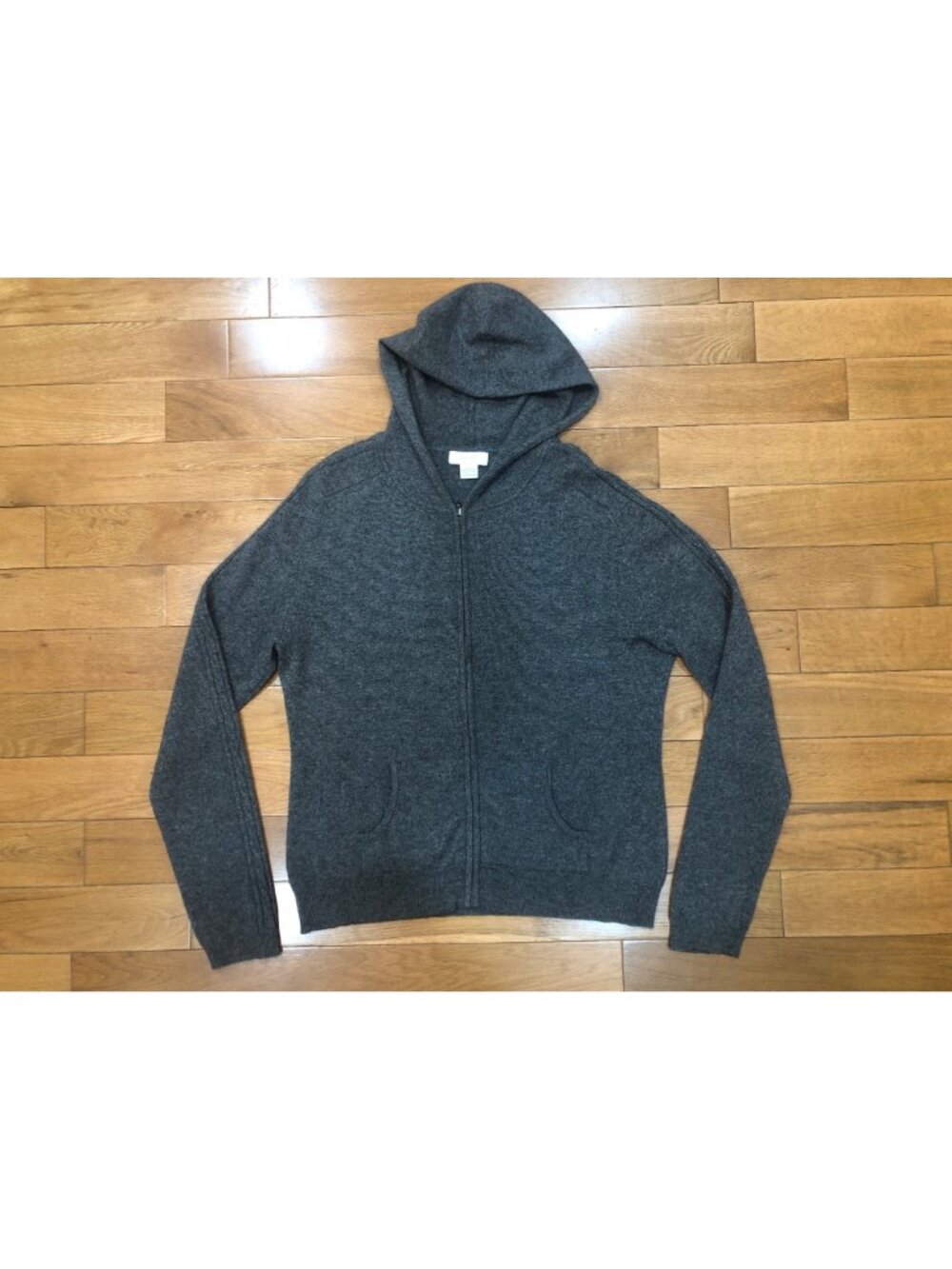 Vintage Marshall Field's 100% Cashmere Knit Zip Up Hoodie Charcoal Gray Sz Large - Picture 9 of 12